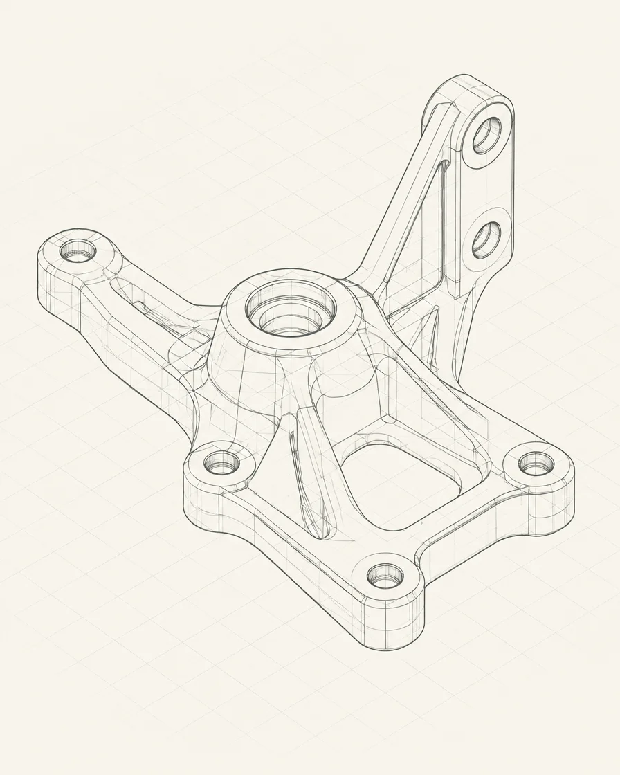 Technische Drahtgitter-Darstellung eines Bauteils
